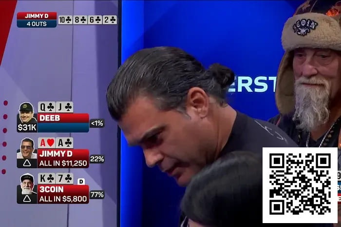 德州扑克游戏:同花围攻下的AA绝命挣扎,两次发牌上演命运逆转!【EV扑克】