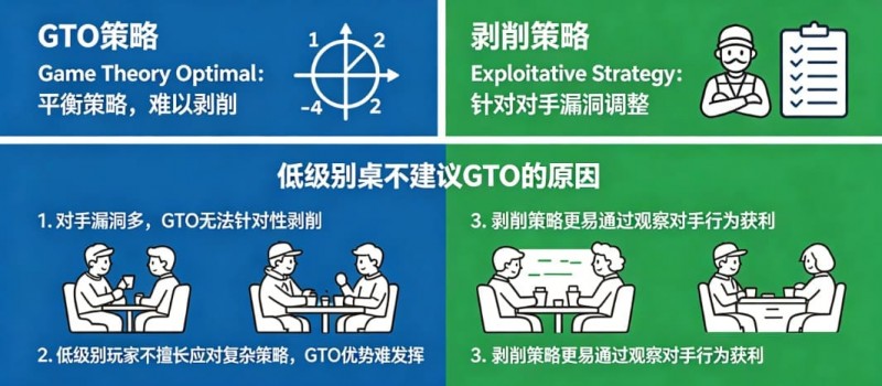 德州扑克技巧：德州扑克：GTO vs 剥削策略。在低级别桌为什么不建议用GTO？