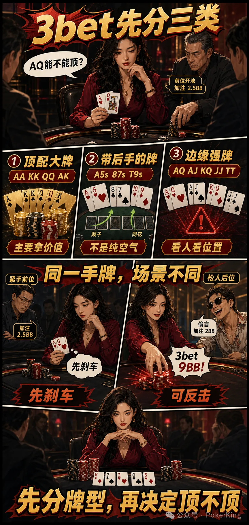 3-bet 不是胆量测试:AQ为什么不能当AK打?