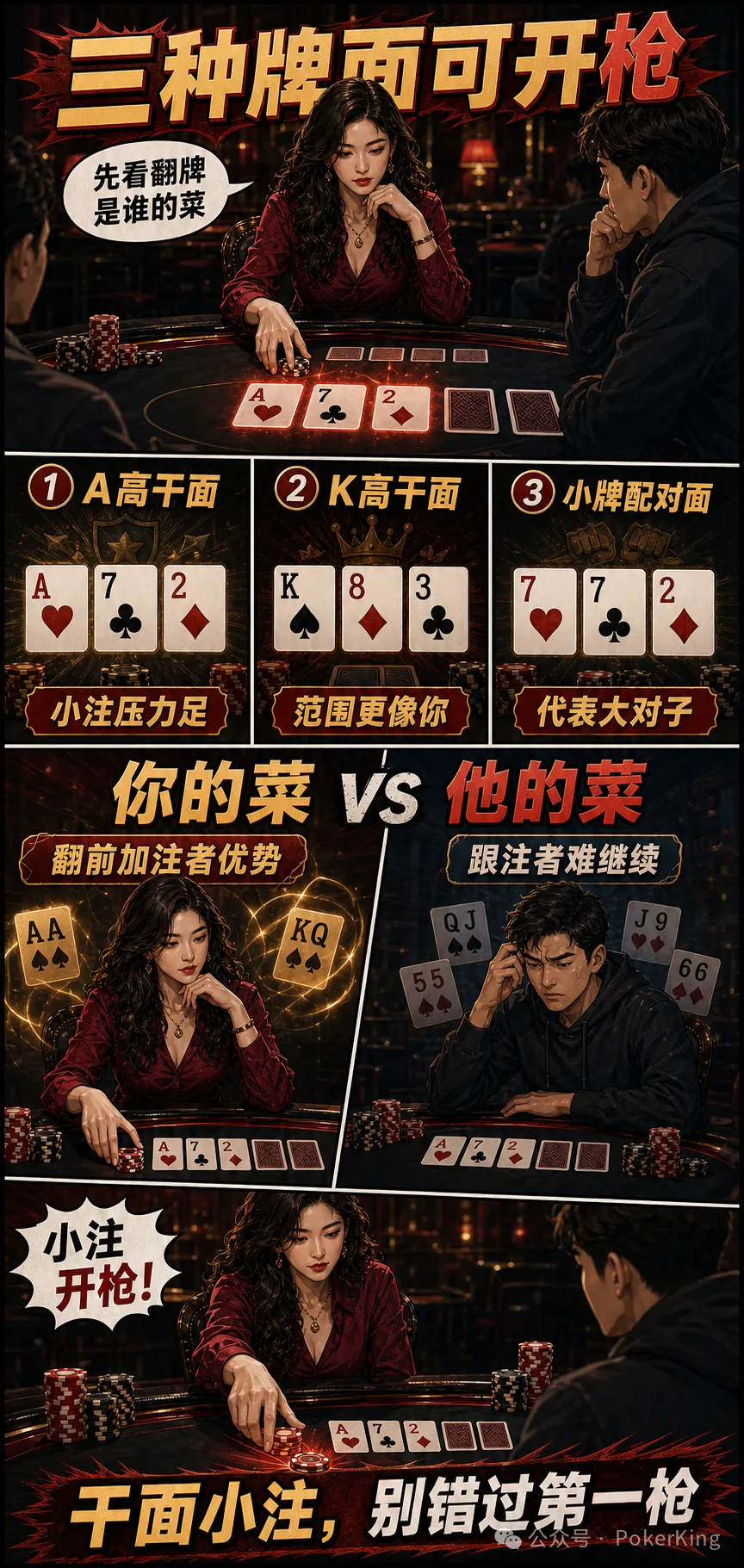 翻牌第一枪该不该开?别只看自己中没中,先看牌面更像谁