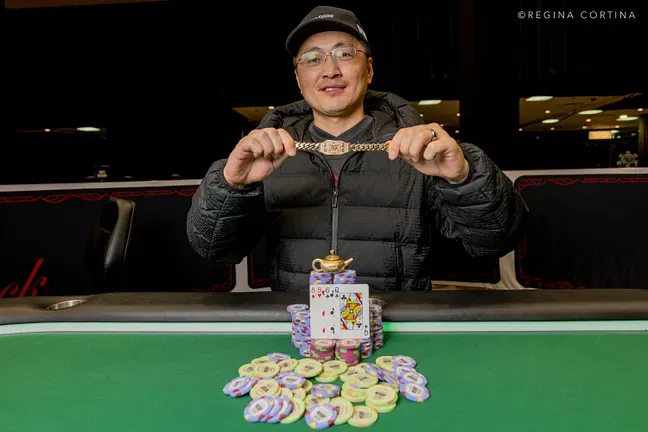 迟到半小时登场,连斩五位高手:王永爽横扫$3,000 PLO六人桌夺下2026WSOP金手链